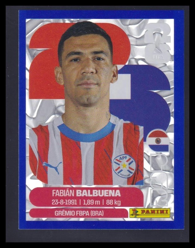 2026 Panini World Cup Stickers FABIAN BALBUENA Exclusive Blue Crumple #PAR 5