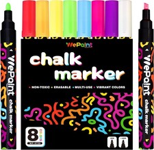 WePaint Liquid Erasable Chalk Markers- 8 Vibrant Colors, Washable Dry Erase Mark