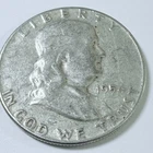 1954  Ben Franklin SilverHalf Dollar 90% Silver Circulated Coin Free Ship #8878