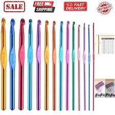 14 pcs Multicolor Aluminum Crochet Hooks Knitting Needles Craft Yarn 2-10mm  