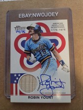 ROBIN YOUNT 2025 TOPPS HERITAGE #BAR-RY BICENTENNIAL AUTO BAT RELIC /76  BREWERS