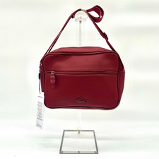 LACOSTE NWT Maroon Pique Reporter Crossbody Bag Unisex, Retails 165