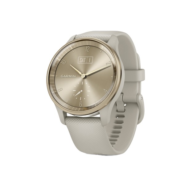 Garmin 010-02665-02 Vivomove Hybrid Stainless Smartwatch Silicone Band &lpar;Cream&rpar;