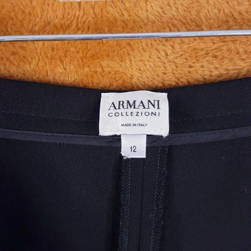 ARMANI COLLEZIONI Pants Womens Size 12 Black Wide Leg Single Pleat Trouser - Image 2 of 4