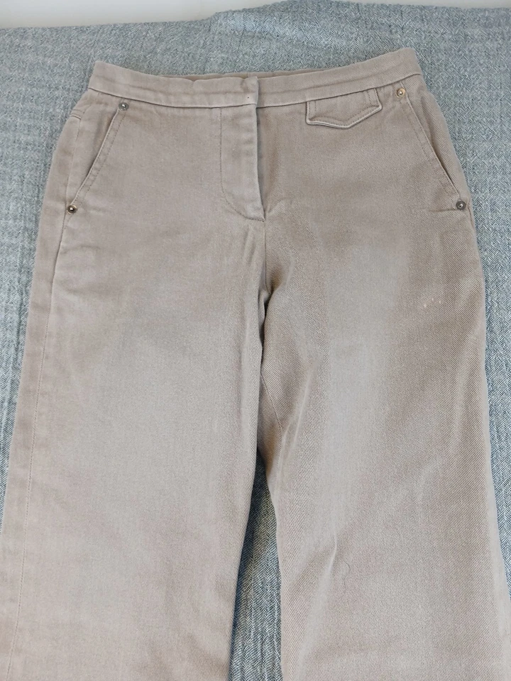 Pantalones de vestir para mujer Gunex talla 2 caqui claro liso hechos en Italia Foto 3 de 4