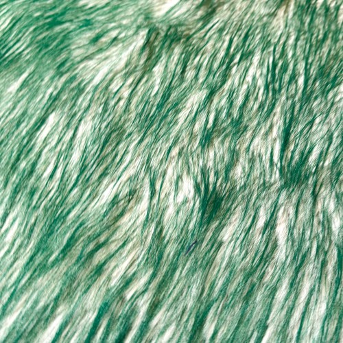 Pelliccia tessile capelli lunghi morbidi tessuto artificiale decorazione morbida soffice verde bianco - Foto 6 di 8