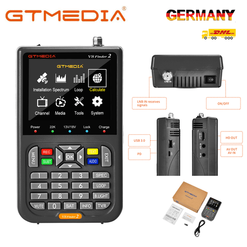Profi Sat Finder GTMEDIA V8 Satelliten Messgerät DVBS/S2/S2X 3.5" LCD
