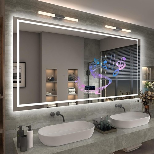 6-Size Smart Bluetooth LED Bathroom Mirror Backlit Lights Anti-fog Dimmable IP56 - Picture 48 of 54