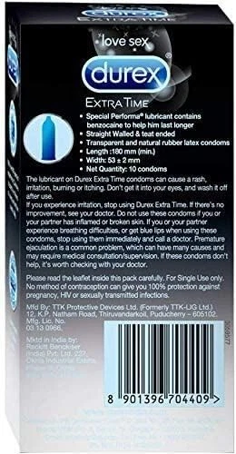 Durex Extra time Condom 10s 1 Box Fast & Free Shipping - Picture 3 of 3