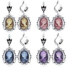 Wholesale Lot 10 Pairs Lady Queen Cameo Earrings Flower Pendant Victoria Jewelry