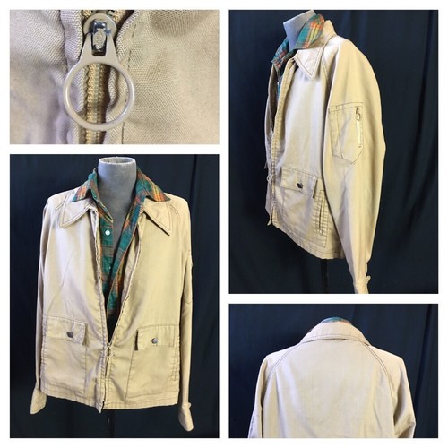 Vtg 70s Sz 42 Robert Lewis Idea Bomber Jacket Lightweight Jacket Tan Brown - Picture 2 of 12