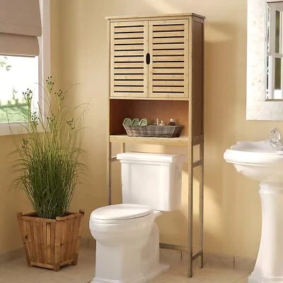 Bambus Waschmaschinenschrank Waschmaschinenregal Toilettenschrank Badschrank DHL - Bild 1 von 4