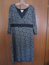 Ann Taylor Black Creme Dress Sz 12 Nylon & Spandex Bust 40  Length 41 in