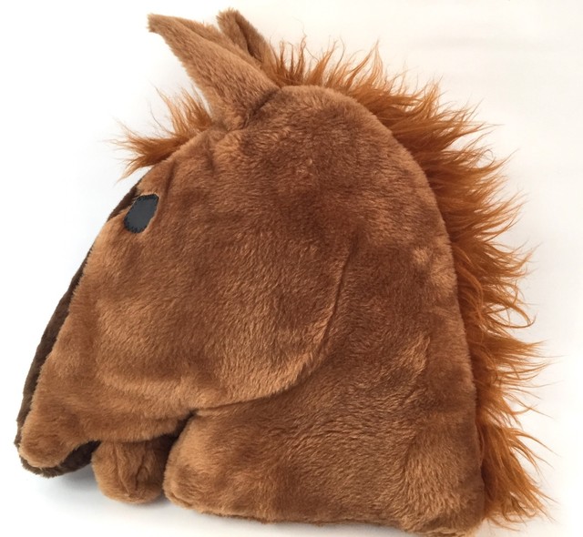 Severed Horse Head Plush 20in Handmade Equine Pillow Stage Theater Prop Brown eBay