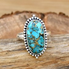 Blue Turquoise Ring 925 Sterling Silver Ring Handmade Ring Boho Ring Women Ring
