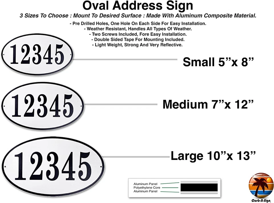 Custom House Oval Number Door Sign Personalized Mailbox Numbers Address Plaque - Image 2 of 4