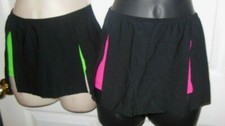 Dance neon Booty Shorts w/ Attached Black Split Mini Skirt Girls Child sizes