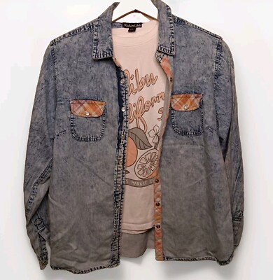 Shirt Combo 2 For 1 Abercrombie Girls Graphic Tee 9/10 + Denim Long Sleeve Sz L