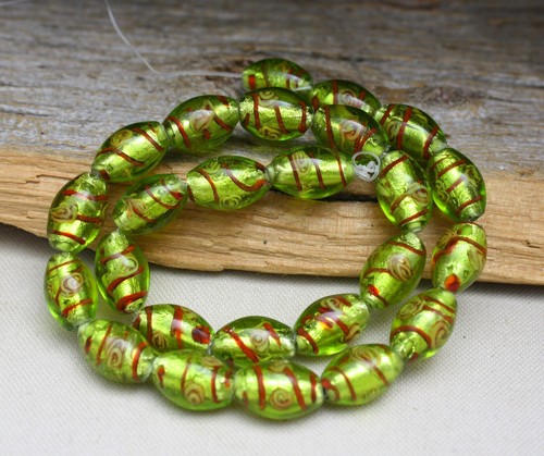 Vintage Murano Glass Green Beads