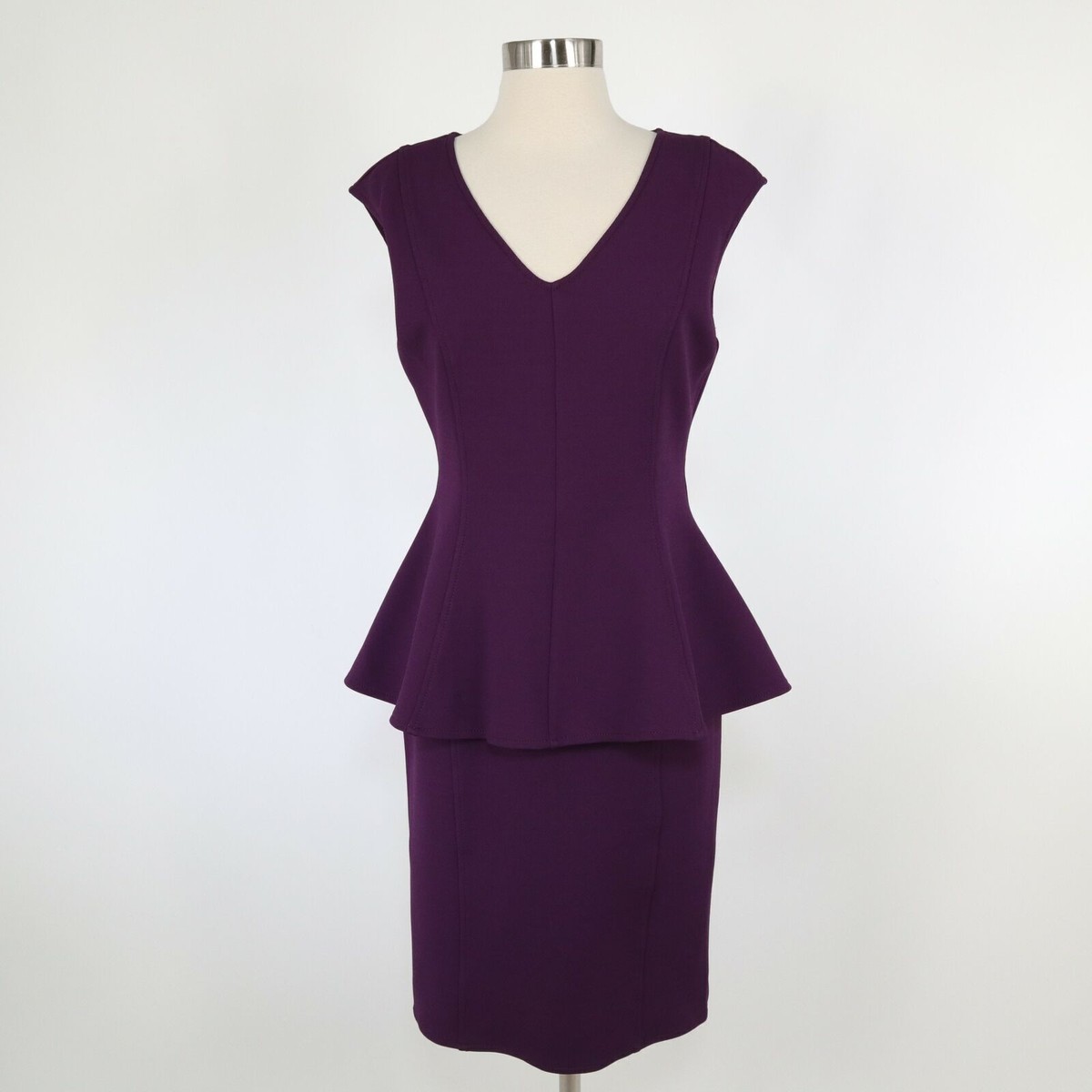 st john peplum dress St. John Pinstripe Jersey Peplum Sheath Dress In Mocha - 70% Off