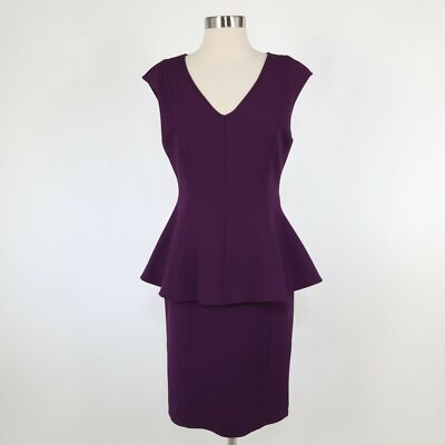 JOHN Peplum Dress Womens Sleeveless V-Neck Mulberry Purple Career  Stretch - Main Image