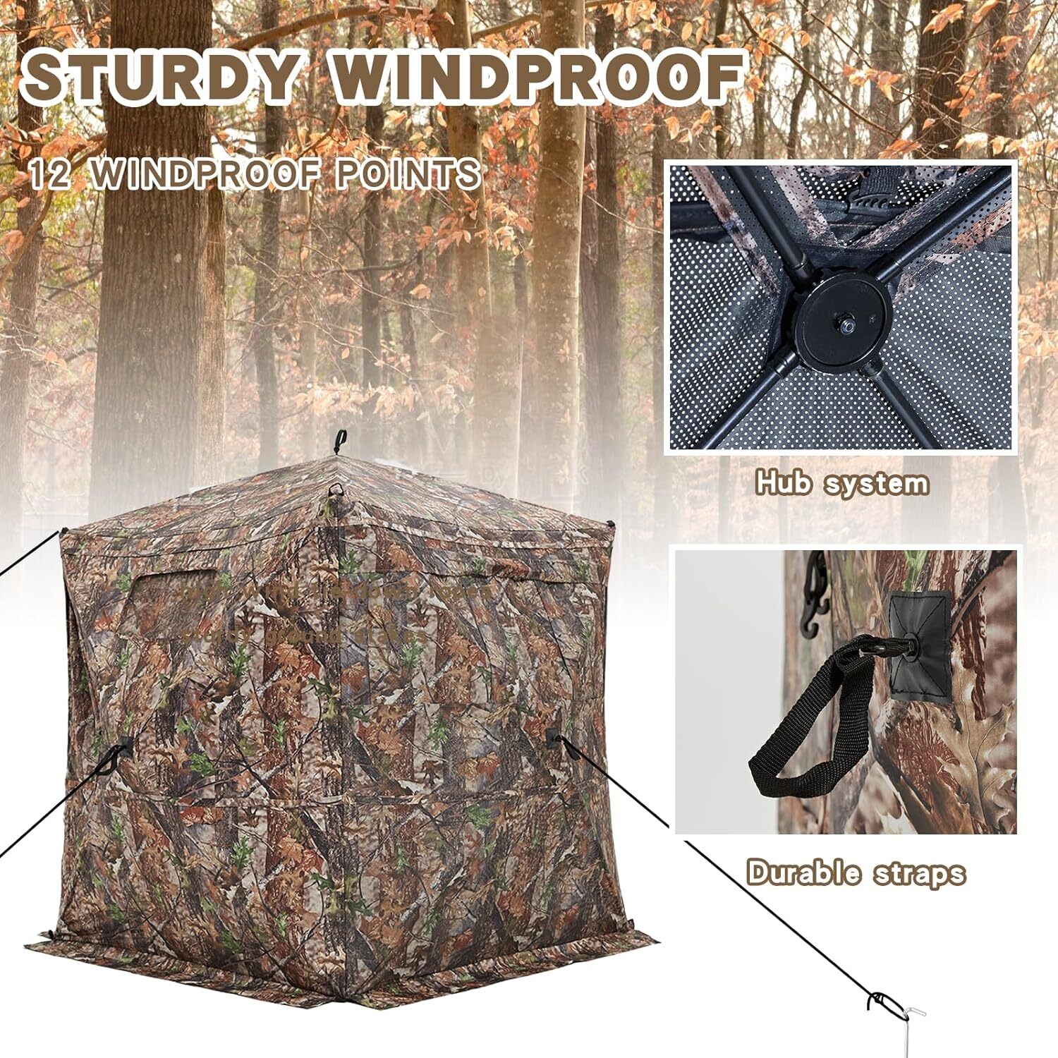 Hunting Blind See Through W/Door Sliding Windows 23 Person Pop Up