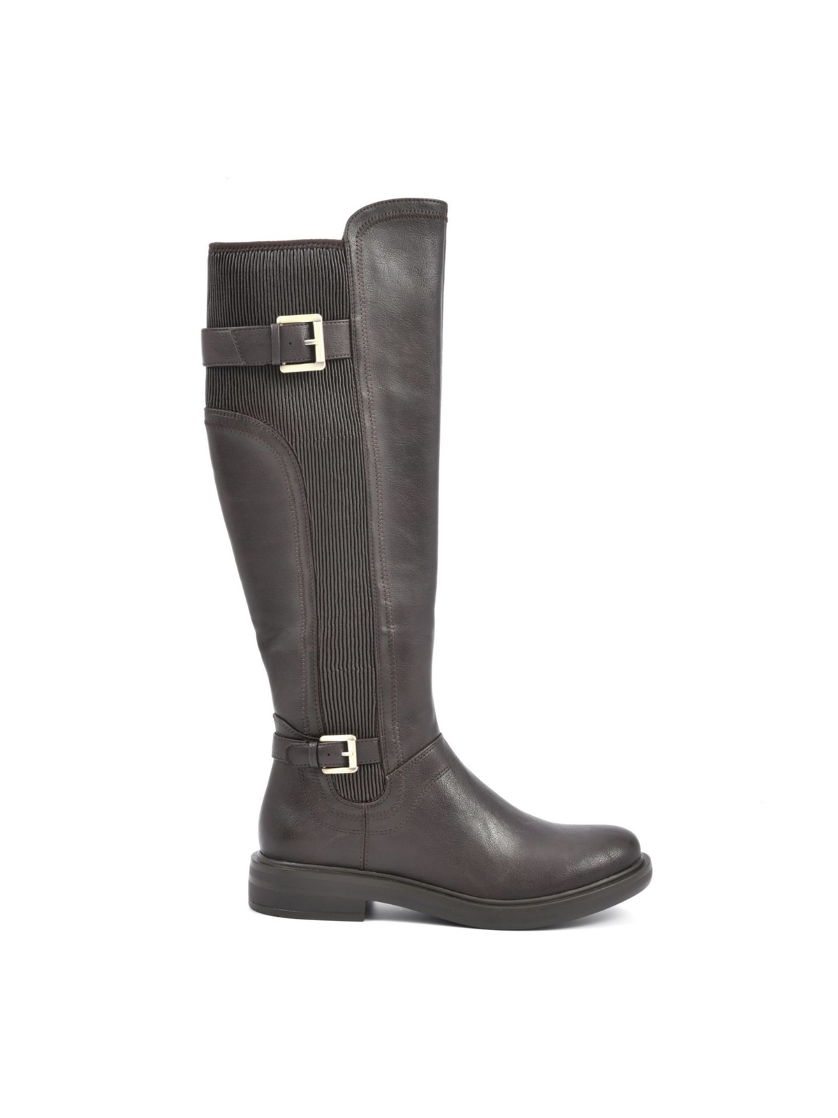 WHITE MOUNTAIN Womens Brown Stretchy Buckle Cushioned Zip-Up Riding Boot 5