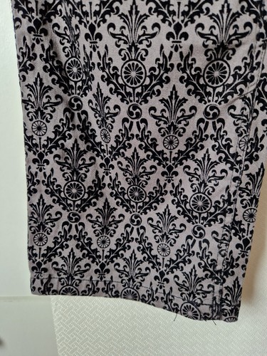 Sheego Womens Jacquard Trousers Size 24 Grey Paisley Cotton Rich Tapered Leg - Picture 6 of 12