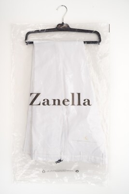 NWT ZANELLA Duke White Stretch Cotton Flat Front Casual Dress Pants 40 (EU 56)