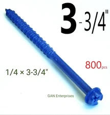 Concrete HEX Head 1/4 x 3-3/4" Masonry screw / Anchor Screw, Blue, Tapcon (800)