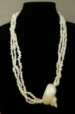 Artisan Jewelry Polished MOP Turban Shell Multi Strand Beaded Statement Necklace