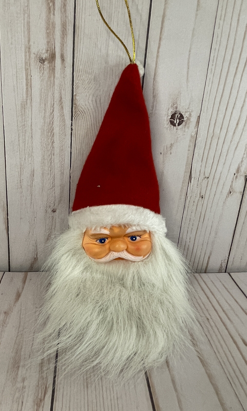Kitschy Santa Face Wall Hanging Ornament Vintage Inspired Handmade 12