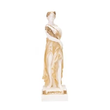 Demeter Goddess of the harvest and agriculture Alabaster Statue Gold 6.2 Inches
