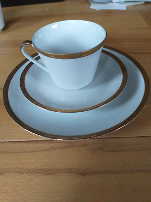 KAFFEEGEDECK Vintage BAVARIA MITTERTEICH 53 mit Goldrand Gedeck Tasse Teller