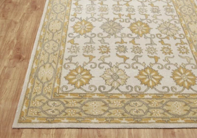 Tabitha Gold Orientalisch Oushak Blumenmuster Handgetuftet 100% Wolle Weich Area - Bild 1 von 4