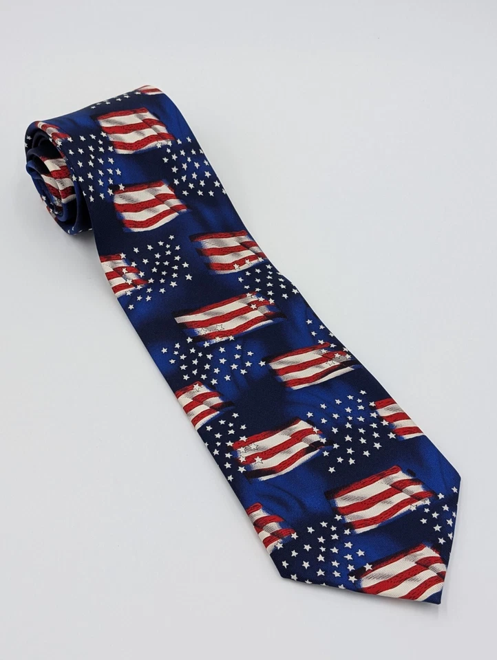 Utopía - Corbata de seda para hombre - Bandera de Estados Unidos roja/azul/blanca estrellas y rayas estadounidenses de Estados Unidos Foto 2 de 4