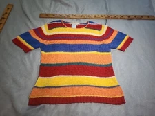 Vintage Norm Thompson Sweater Womens Size Medium Multicolor Top Rainbow Knit Tee