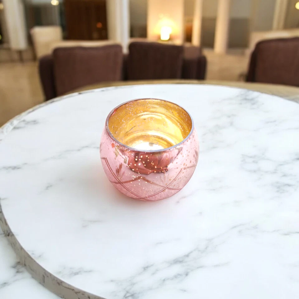 Votivo en Mercurio Antiguo Rosa, Votivo para Salón, Decoración del Hogar, Boda Foto 3 de 4