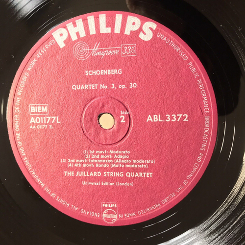 Schonberg Quartet No 2 - Juilliard String Quartet Philips Microgroove ABL 3372 - Picture 3 of 5
