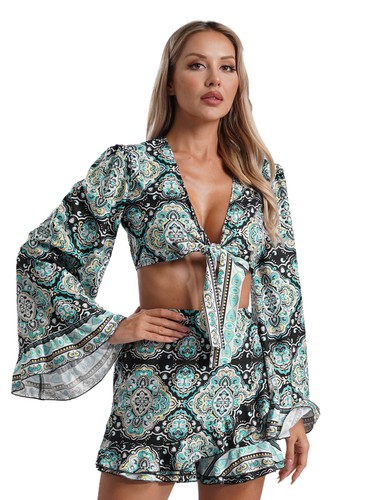 Mujeres Conjuntos Discoteca Bikini Boho Conjunto Informal Traje de Baño Citas Chándal Fiesta - Imagen 14 de 18