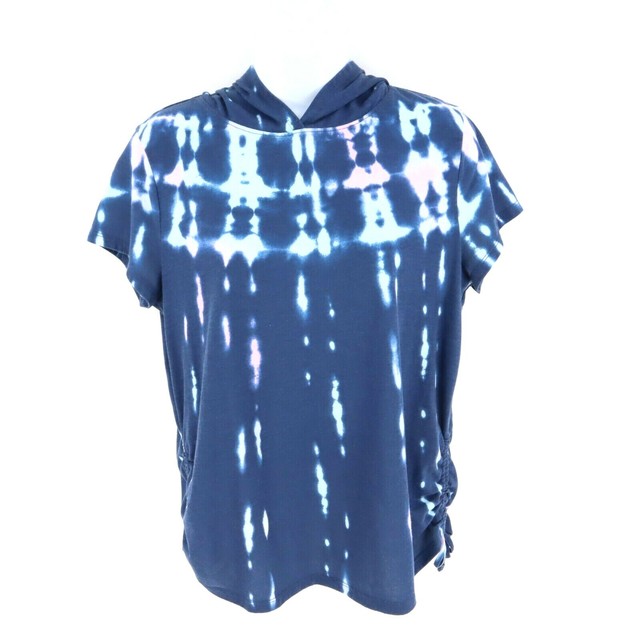 SO Hooded T-Shirt Girls Size 2XL 18/20 Blue Tie-Dye Cotton Blend Short Sleeve SO Hooded T-Shirt Girls Size 2XL 18/20 Blue Tie-Dye Cotton Blend Short Sleeve