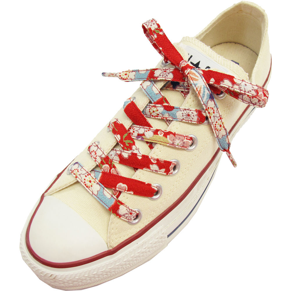 Japanese Chirimen Shoelaces for Sneakers 117cm 46inch (Red) | eBay