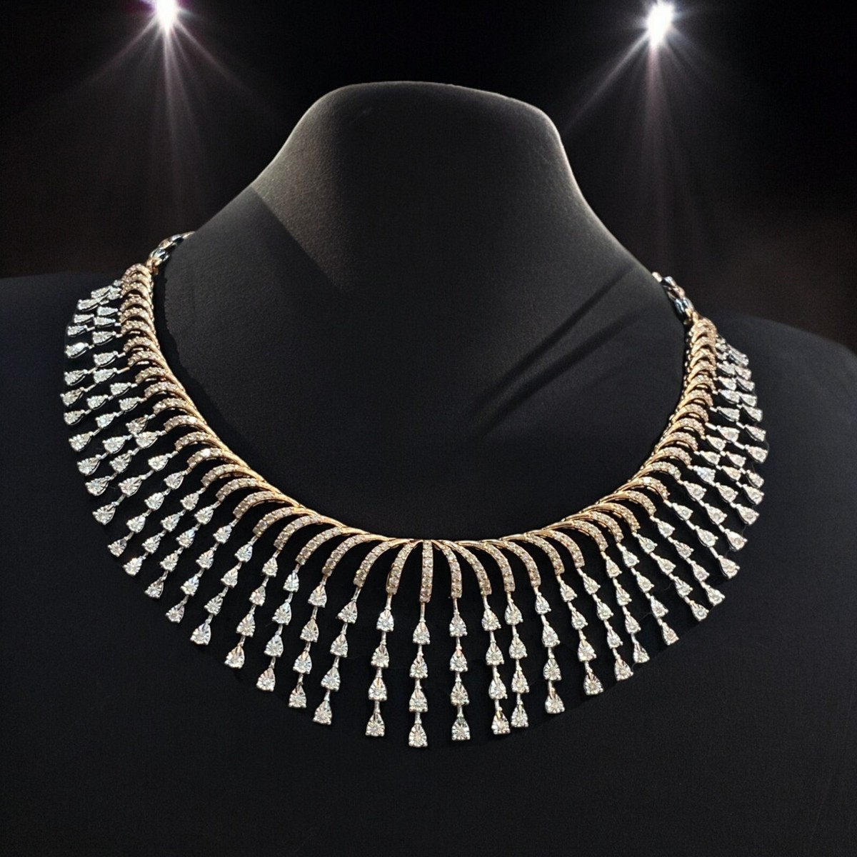 Gorgeous Cts Round Brilliant Natural Diamonds Necklace in 14K Two-Tone  Gold