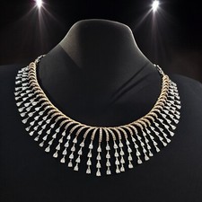 Gorgeous 5.73 Cts Round Brilliant Natural Diamonds Necklace in 14K Two-Tone Gold