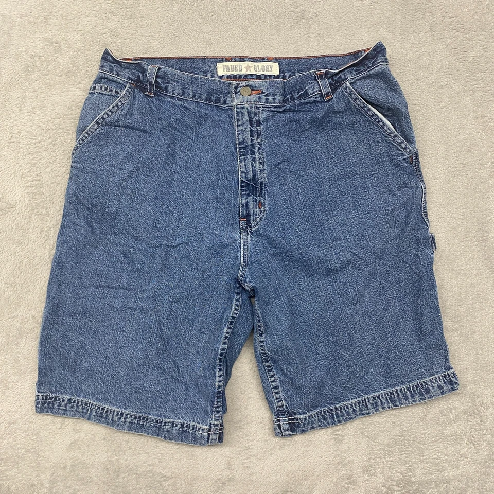 Pantalones Cortos Gloria Desteñidos De Colección Para Hombres 36 Carpintero Sueltos Y2K Patinador Denim Grunge Cyber Foto 2 de 4