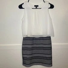 Amy's Closet Girl’s White & Black Patterned Dress Size 16 Layered Sheer