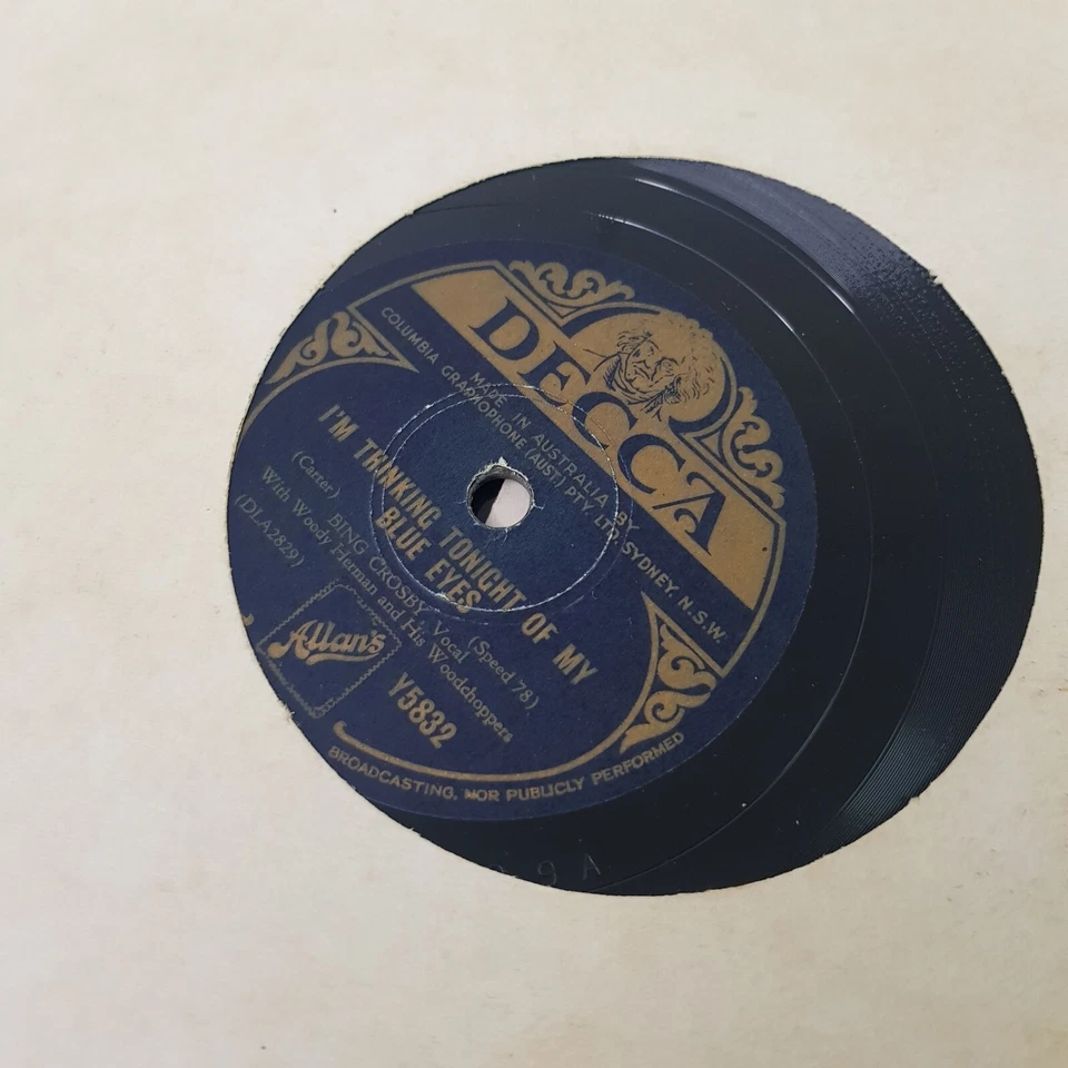 VINTAGE 1930s Vinyl Lot 78 Record DECCA 5 PACK Bing Crosby The Old Daken Bucket - Image 3 of 4