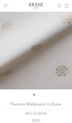 Krane Peonies Wallpaper in Dune Sku #SL180-03 Hand Screened Wallpaper