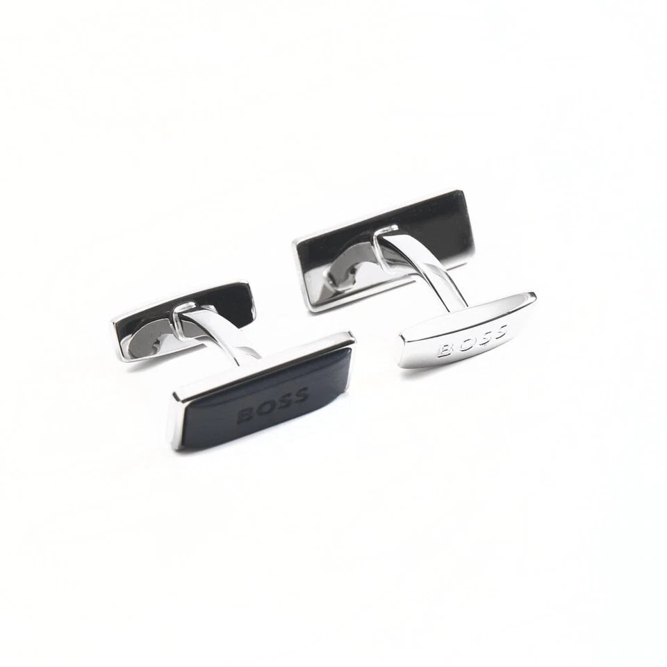 Hugo Boss Juego Plata Gemelos y Clip de Corbata Barra Jaron-Taron 50486840 Negro Foto 2 de 4