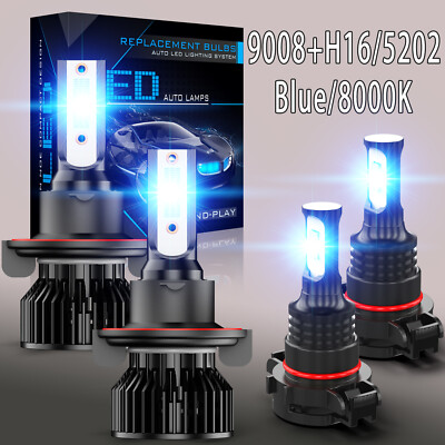 For 2007-2013 GMC Yukon Denali 4x 8000K Front LED Headlight &Fog Light Bulbs Kit